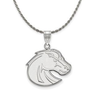 Sterling Silver Boise State Large Pendant Necklace - 20 Inch
